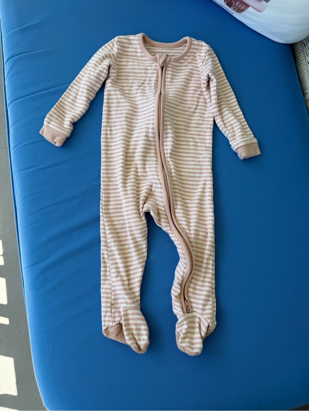 Colored organics 6-12 mo Peyton zipper sleeper ballet stripe
